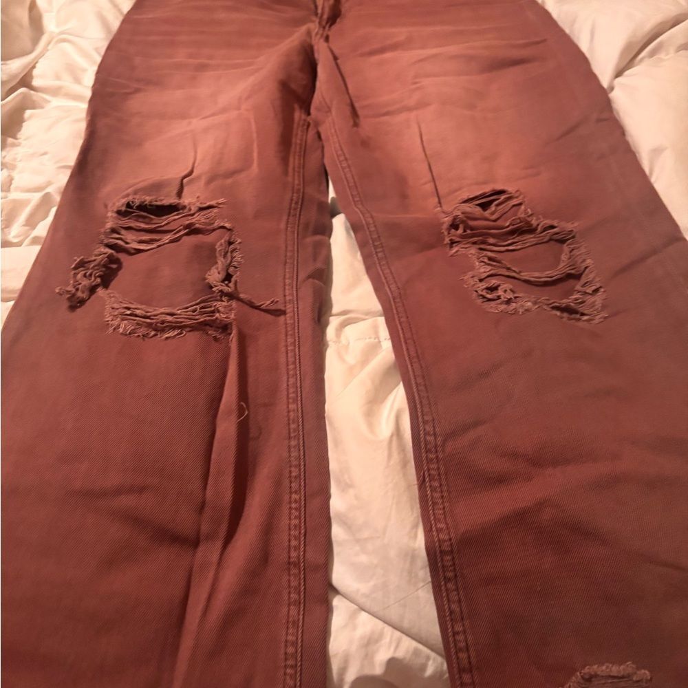 VERVET BY FLYING MONKEY Rust Cropped Distressed Ankle Jeans